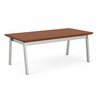 Lesro Newport Coffee Table Metal Frame 20x40in High Pressure Laminate Top, Silver, Blossom Cherry top NP0840